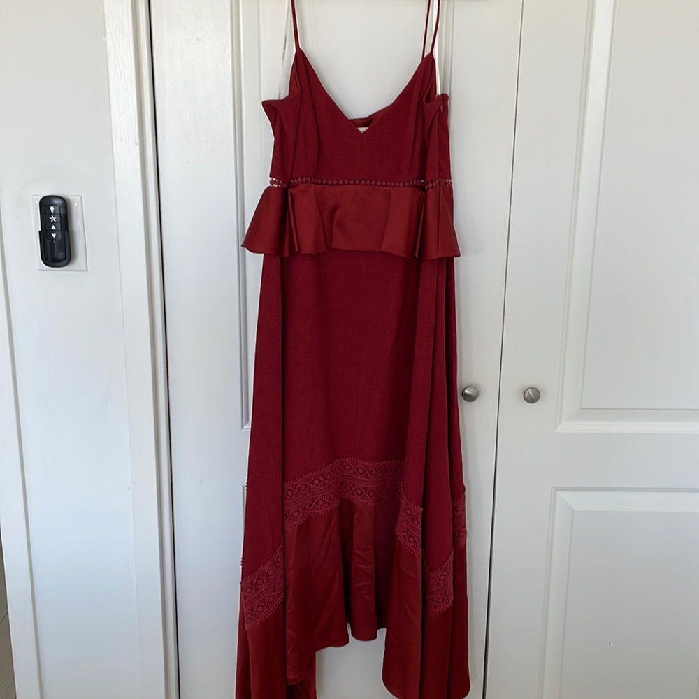 Rachel Zoe burnt orange beautiful dress great for weddings fringe detail